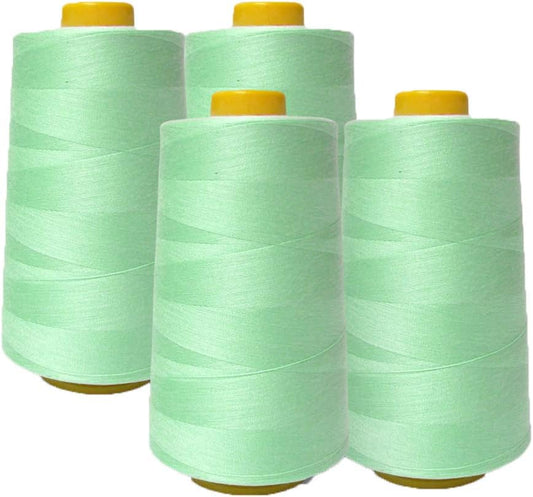 AK Trading 4-Pack Aqua All Purpose Sewing Thread Cones (6000 Yards Each) of High Tensile Polyester Thread Spools for Sewing, Quilting, Serger Machines, Overlock, Merrow & Hand Embroidery.