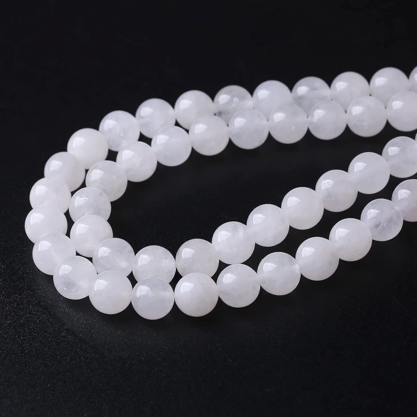 90PCS 4MM White Chalcedony Beads Round Loose Stone Beads for Jewelry Making DIY Energy Stone Healing Power Bracelet 15"