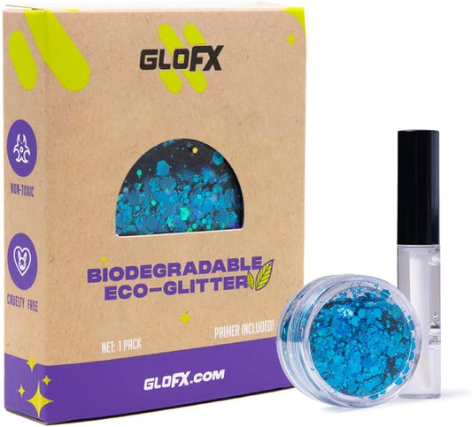 Blue Biodegradable Glitter Makeup | Plant Based, Eco Friendly, Hair Glitter, Face Glitter or Body Glitter | Cosplay EDM Music Festival and Rave Makeup Accessory | 5 Grams of Chunky Glitter