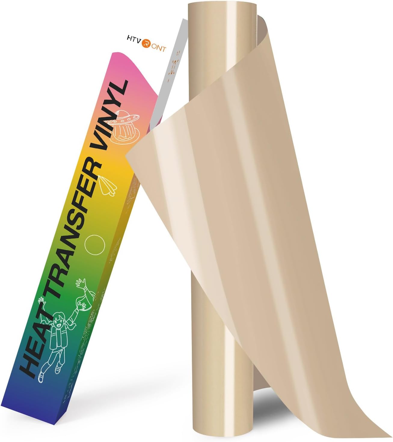 HTVRONT HTV Roll Heat Transfer Vinyl - 12" x 8ft Brown HTV Vinyl for Shirts, Iron on Vinyl Compatible with Cricut Cutting Machine - Easy to Cut & Weed for Heat Transfer Design (Camel Brown)