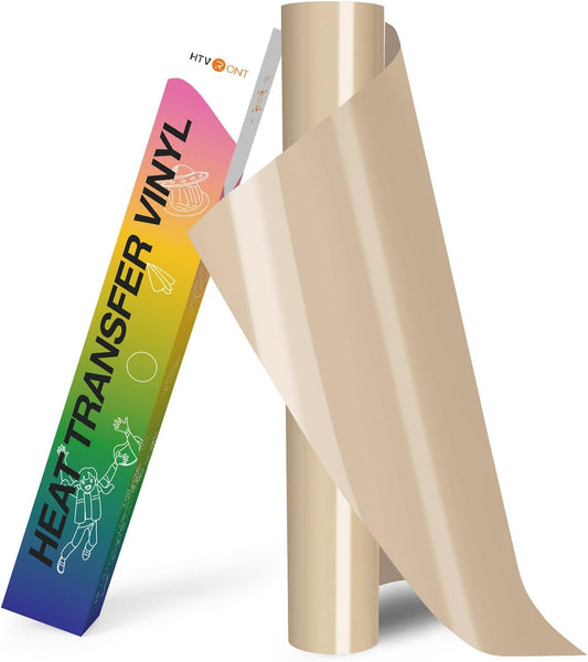 HTVRONT HTV Roll Heat Transfer Vinyl - 12" x 8ft Brown HTV Vinyl for Shirts, Iron on Vinyl Compatible with Cricut Cutting Machine - Easy to Cut & Weed for Heat Transfer Design (Camel Brown)