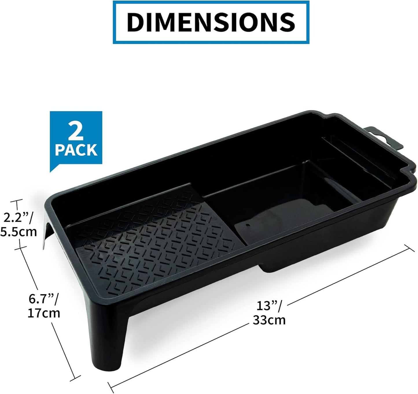 Precision Defined Paint Trays, Paint Roller Trays Liner, Plastic Paint Pan for Roller Brushes, Painting Tray for Painting with Deep Paint Pocket (Paint Roller Tray (2-Pack), 4-inch)