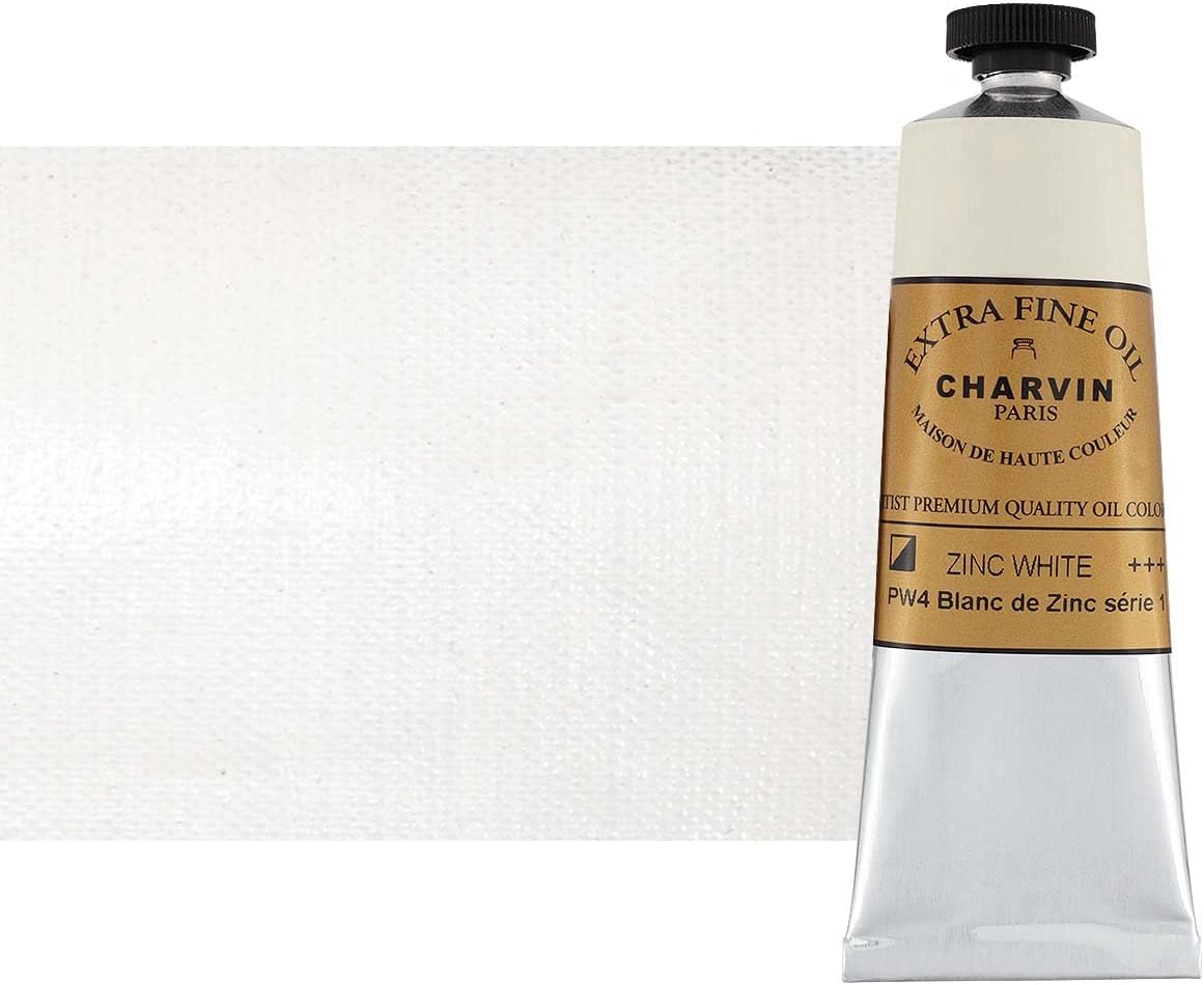 Charvin Extra Fine Oil Paint, Zinc White 60 ml - Triple-Milled, Rich Texture, Poppy Oil-Based, Light-Fast, Handmade, Archival Quality