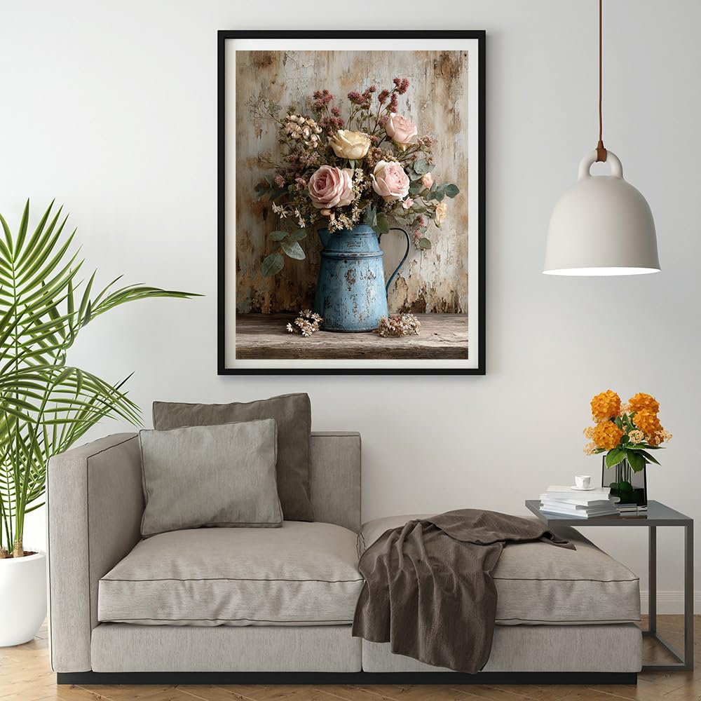 Moohue 14ct Counted Stamped Cross Stitch Kits for Adults Flowers Printed Cross Stitch Patterns Art Crafts Cross Stitch Supplies (Flowers 9)