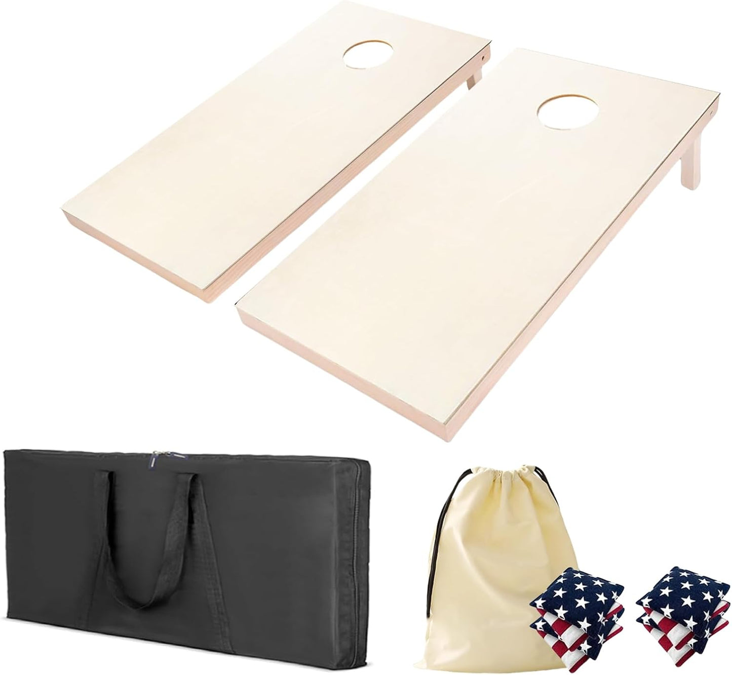 4×2FT Cornhole Board Set,Wooden Corn Hole Games for Adults Bean Bag Toss Game Set, with Corn Hole Bags Set 8,2 Cornhole Boards and a Carrying Case for Wedding/Party/Outdoor/Hiking/Yard