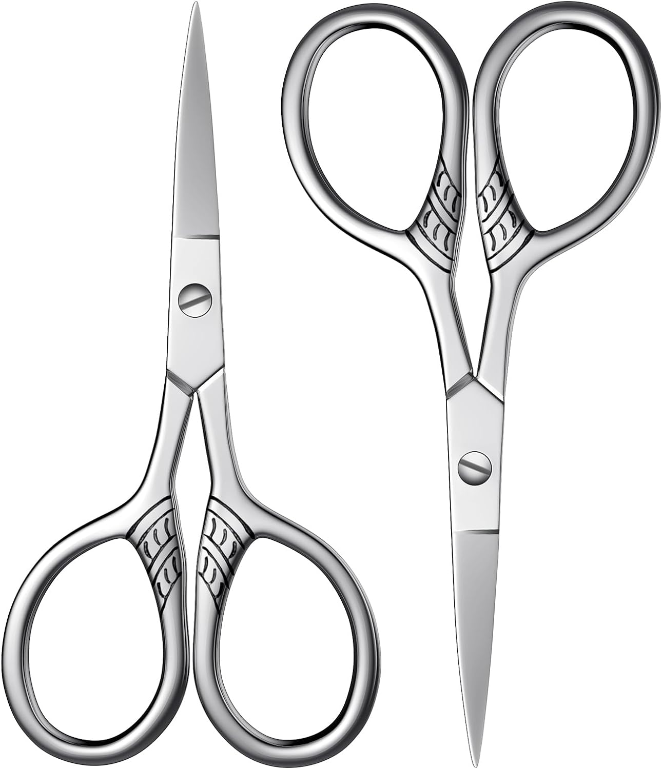Stainless Steel Small Scissors with Textured Handle - All Purpose for Arts, Crafts, Sewing, Office & Kitchen, Sharp & Durable Cutting Tools -2Pcs