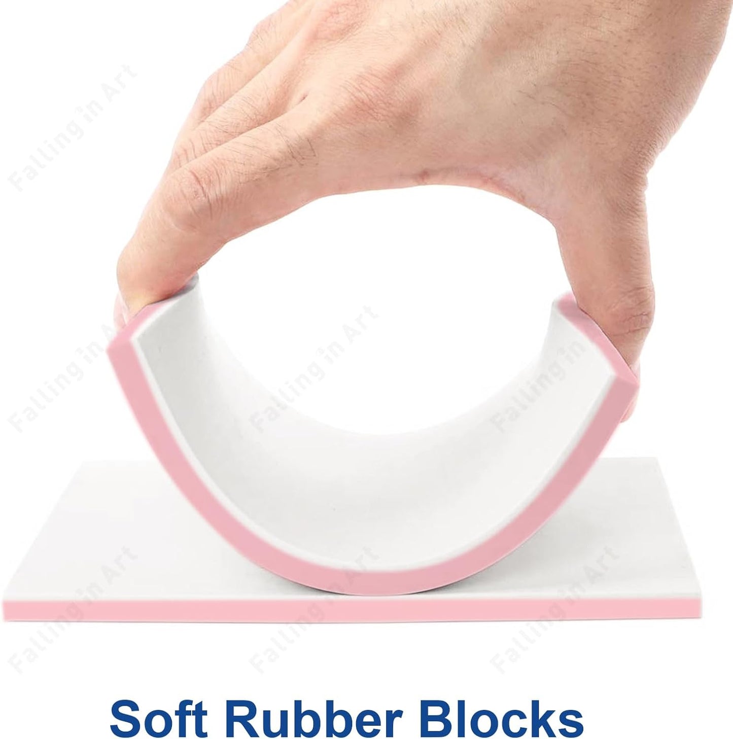 Falling in Art 12 Pack Rubber Carving Block, 4" x 6" Easy Cut Lino Blocks, Soft Linoleum Block for Printmaking, Stamps, Crafts