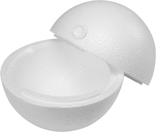 Crafjie 2PCS 8 Inchs Hollow Half Foam Balls Hollow Dome Polystyrene Balls Craft Hollow Ball for DIY Crafts Arts Round Balls with Artist Painting Supplies and DIY Home Craft Project（White）
