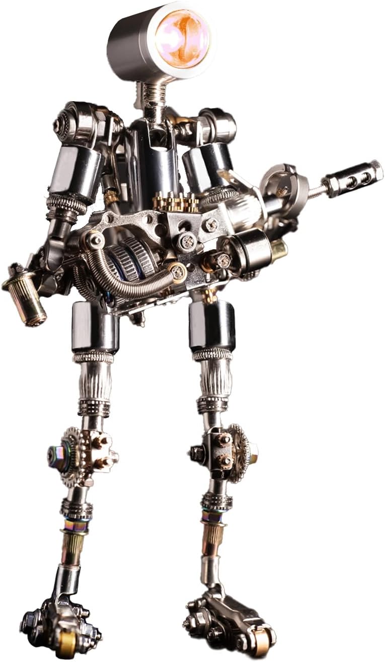 Mostarle Terminator M 3D Metal Puzzle, Arcynix DIY Mechanical Robot Model Kit, Sci-Fi Design LED Light Feature Unique Gift for Adults & Teenager (Orange)