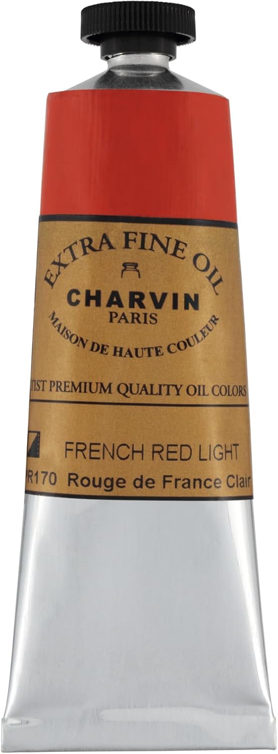 Charvin Extra Fine Oil Paint, French Red Light 60 ml - Triple-Milled, Rich Texture, Poppy Oil-Based, Light-Fast, Handmade, Archival Quality