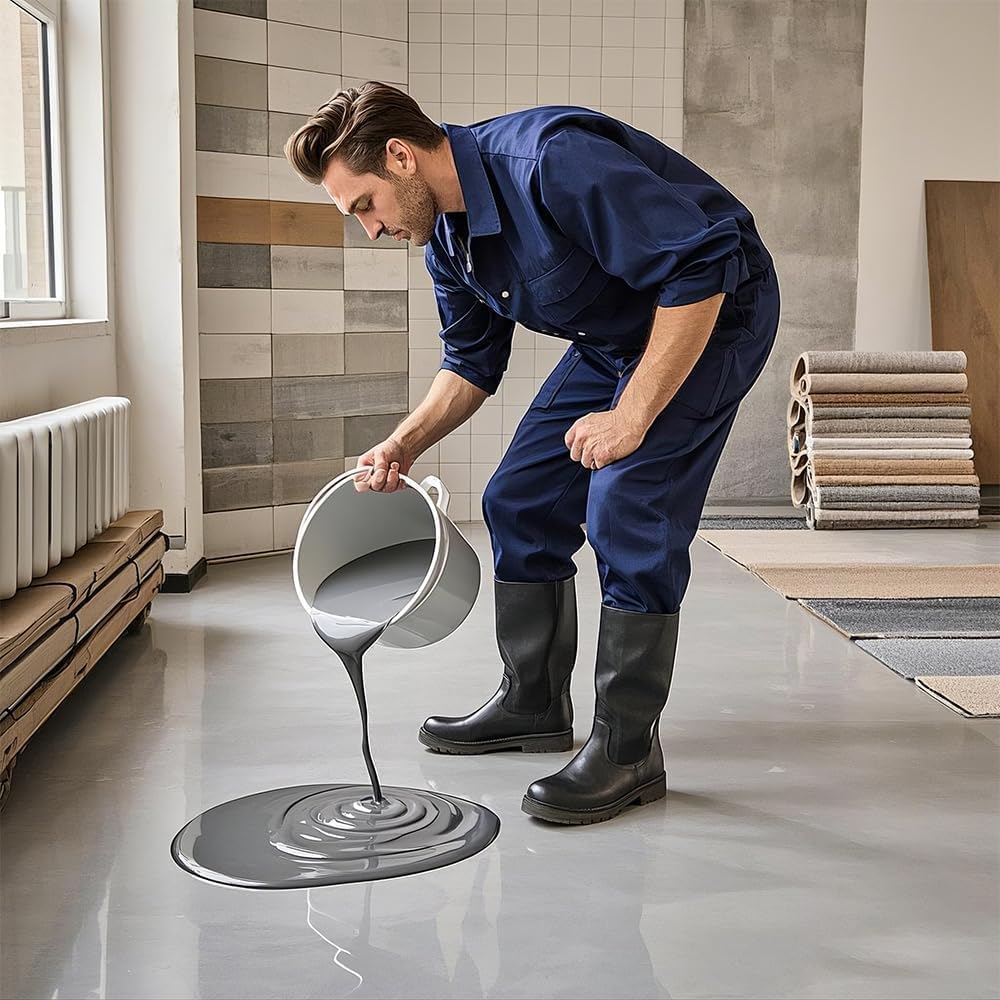 Epoxy Colored Sand Floor Paint, Epoxy Floor Paint for Concrete, High Gloss Marble Effect Coating, Waterproof Non-Slip Concrete Paints, Suitable for Indoor/Outdoor Use (Dark Gray,32 oz/1 kg)