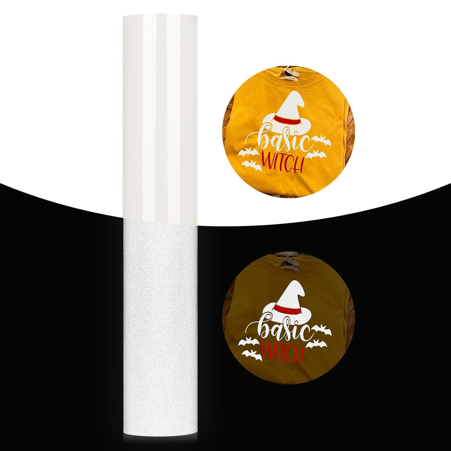 GIRAFVINYL White Reflective HTV Heat Transfer Vinyl - 12" x 7' Roll, Easy to Cut & Weed Iron on Vinyl for DIY Crafts & T-Shirts