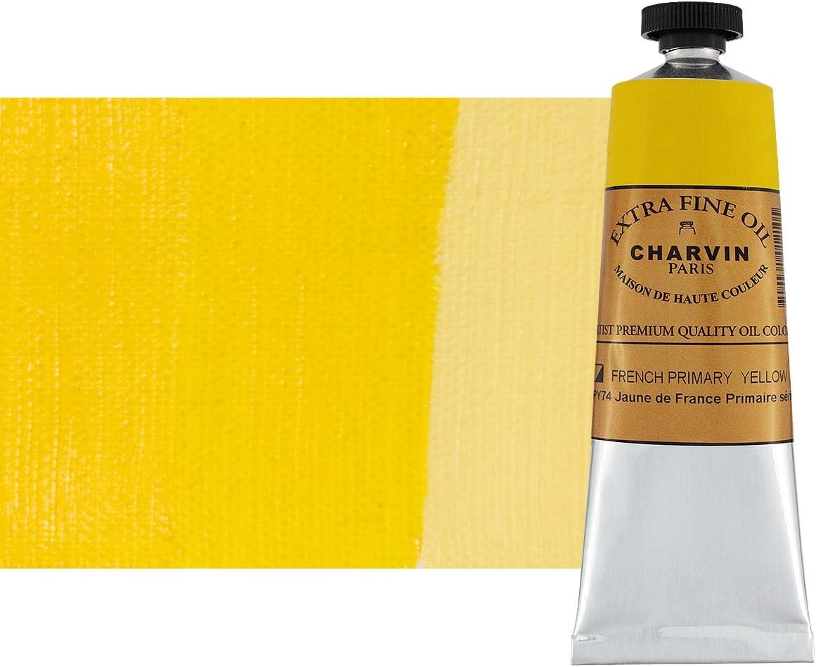 Charvin Extra Fine Oil Paint, French Yellow Primary 60 ml - Triple-Milled, Rich Texture, Poppy Oil-Based, Light-Fast, Handmade, Archival Quality