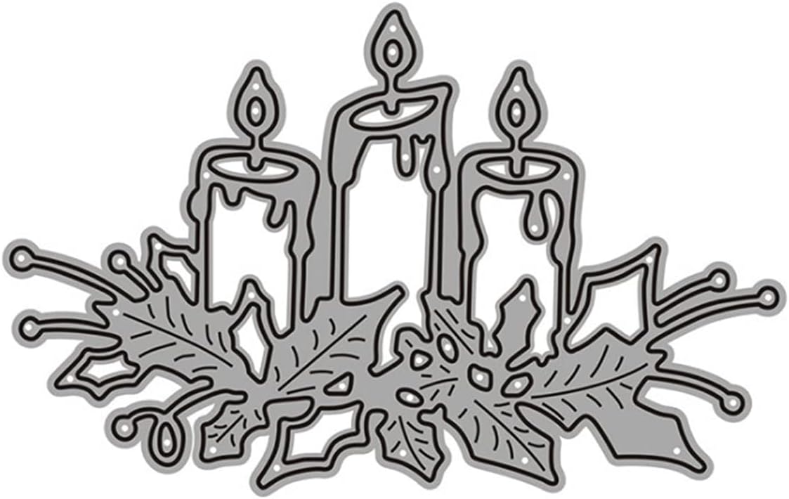 Metal Cutting Dies DIY Merry Christams Embossing Stencil Template Scrapbooking Card Making Mold Photo Album Arts Crafts Tools (3 Pcs Prayer candles-11x6.5cm)