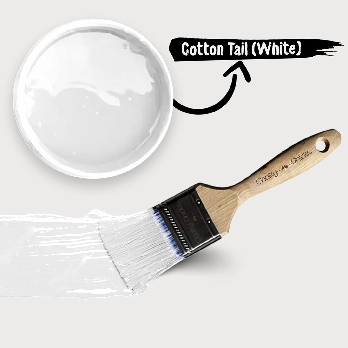 Chalky Chicks All-in-One Chalk Paint for Furniture or Cabinet - 8 Fl Oz - Matte Finish CottonTail White for Metal, Wood Furniture Paint - No Sanding All-in-One for Home Decor & Crafts, USA Made