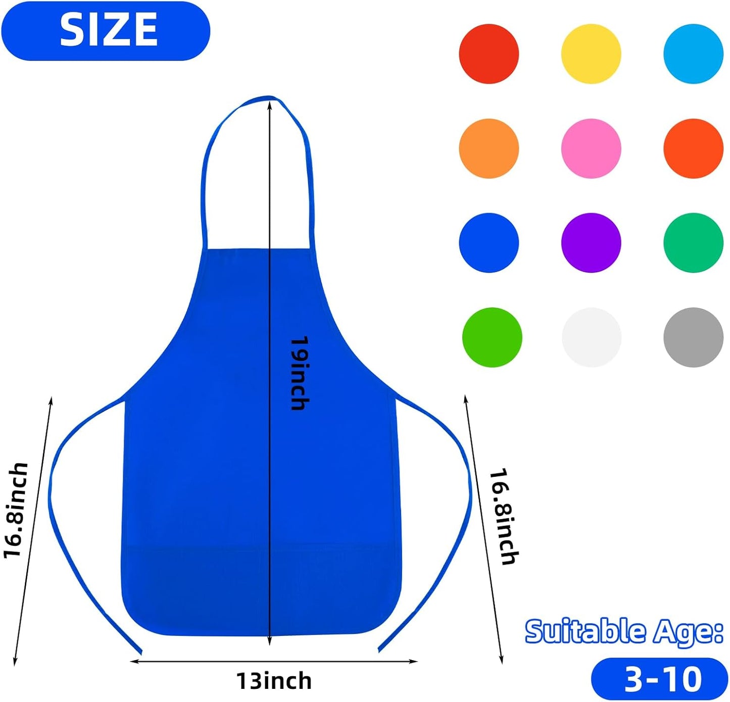 CHRORINE 6/12/24 Pack Kids Painting Apron Toddler Art Aprons for Kids Paint Apron Smock for Painting Cooking Craft Activity