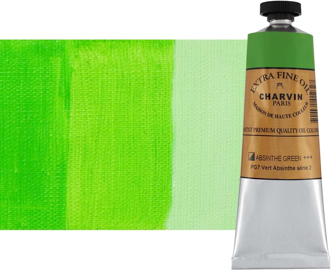 Charvin Extra Fine Oil Paint, Absinthe Green 60 mL - Triple-Milled, Rich Texture, Poppy Oil-Based, Light-Fast, Handmade, Archival Quality