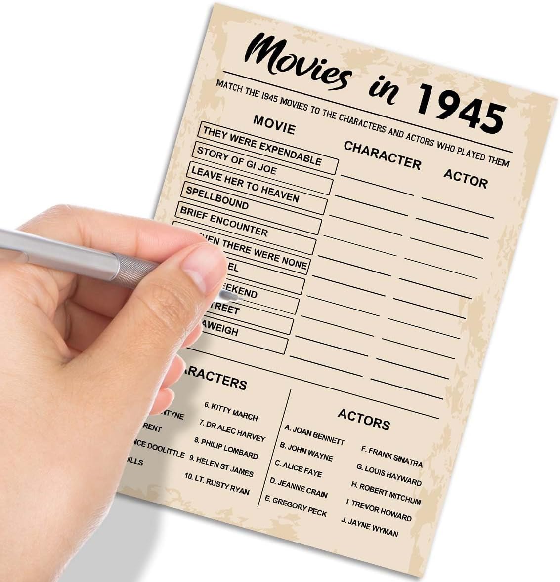 80th Birthday Party Games, Movies of 1945 Games, Birthday Party Supplies for Adults, Fun 1945s Party Game，Pack of 30 Cards