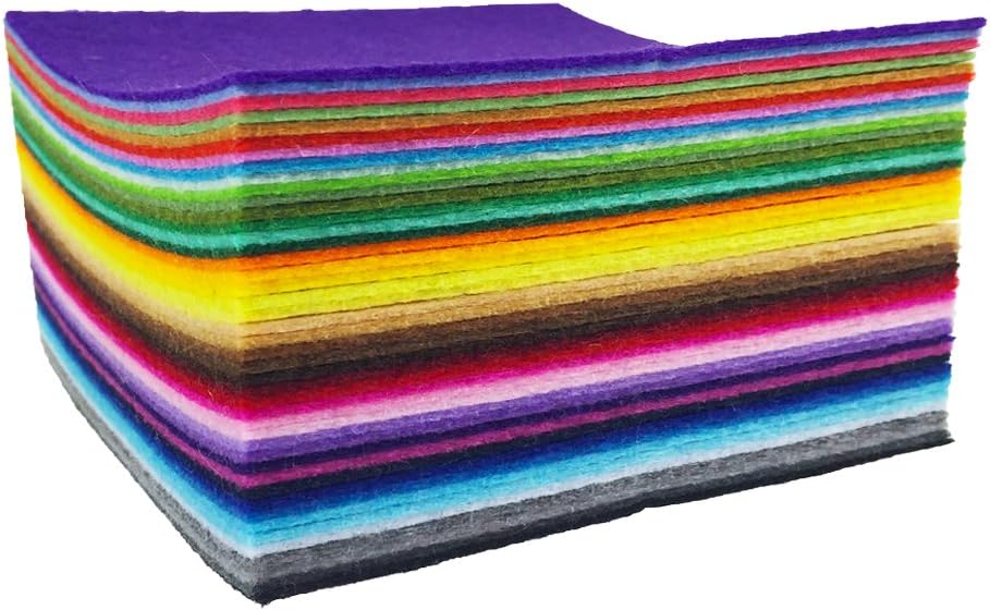 flic-flac 44PCS 12 x 12 inches (30 x 30cm) Assorted Color Felt Fabric Sheets Patchwork Sewing DIY Craft 1mm Thick … (30cm * 30cm, 44pcs)