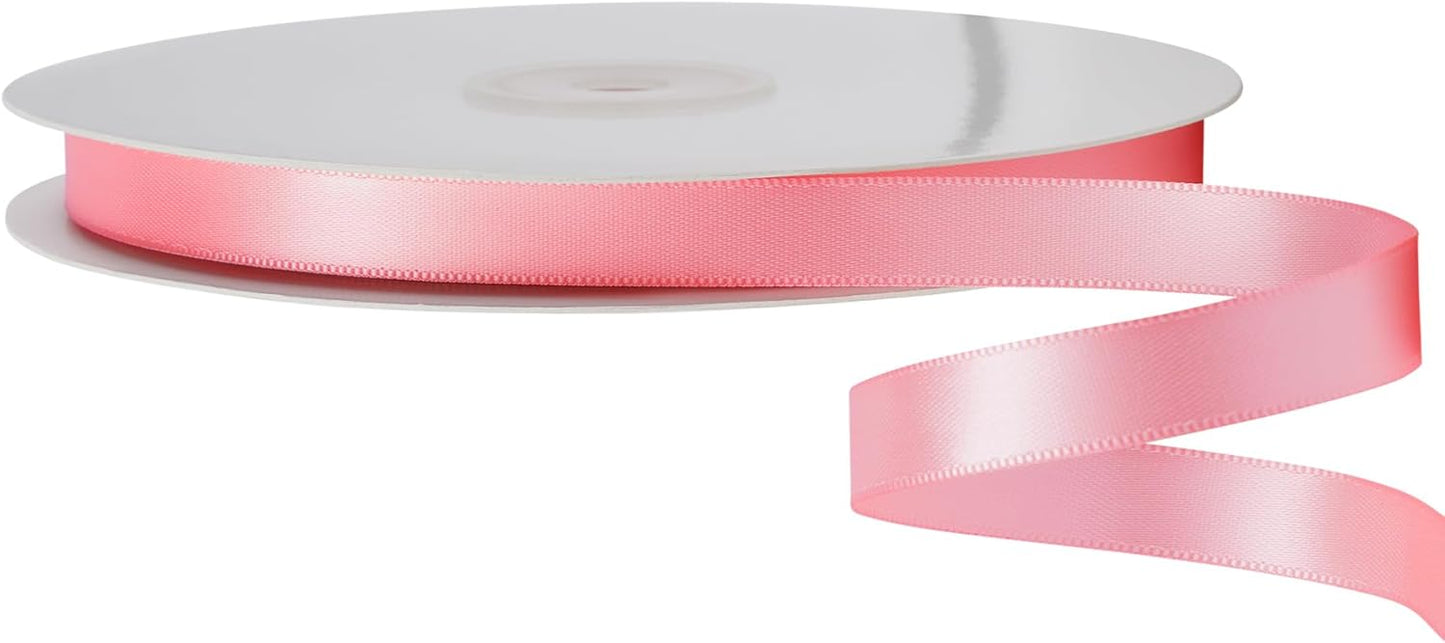 LIUYAXI Light Pink Double Faced Satin Ribbon, 3/8" X Continuous 25 Yards, Ribbons Perfect for Gift Wrapping Bows Bouquet Wedding Decor DIY Craft and More