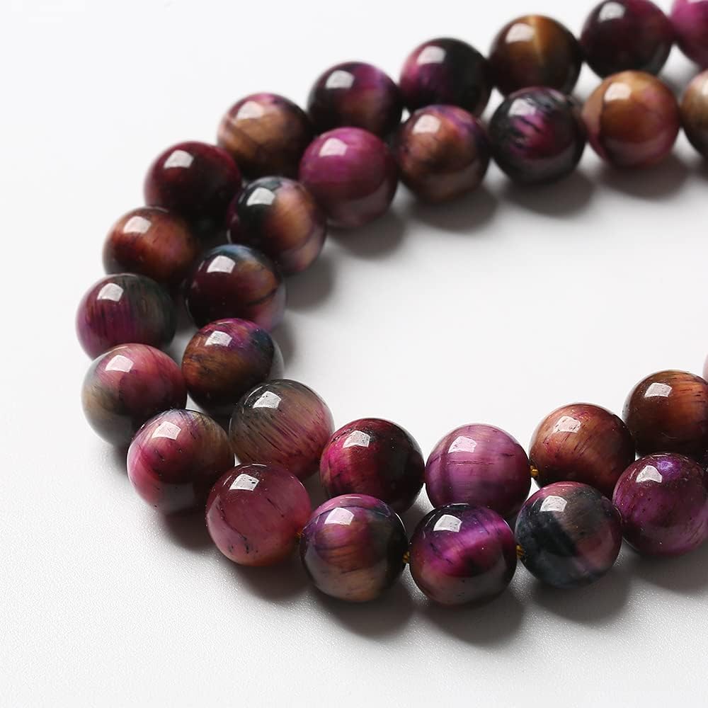 61pcs 6mm Top AAA Natural Tiger Eye Beads for Jewelry Making Rose Red Starry Sky Tiger Eye Stone Round Loose Beads DIY Bracelet Necklace Earrings
