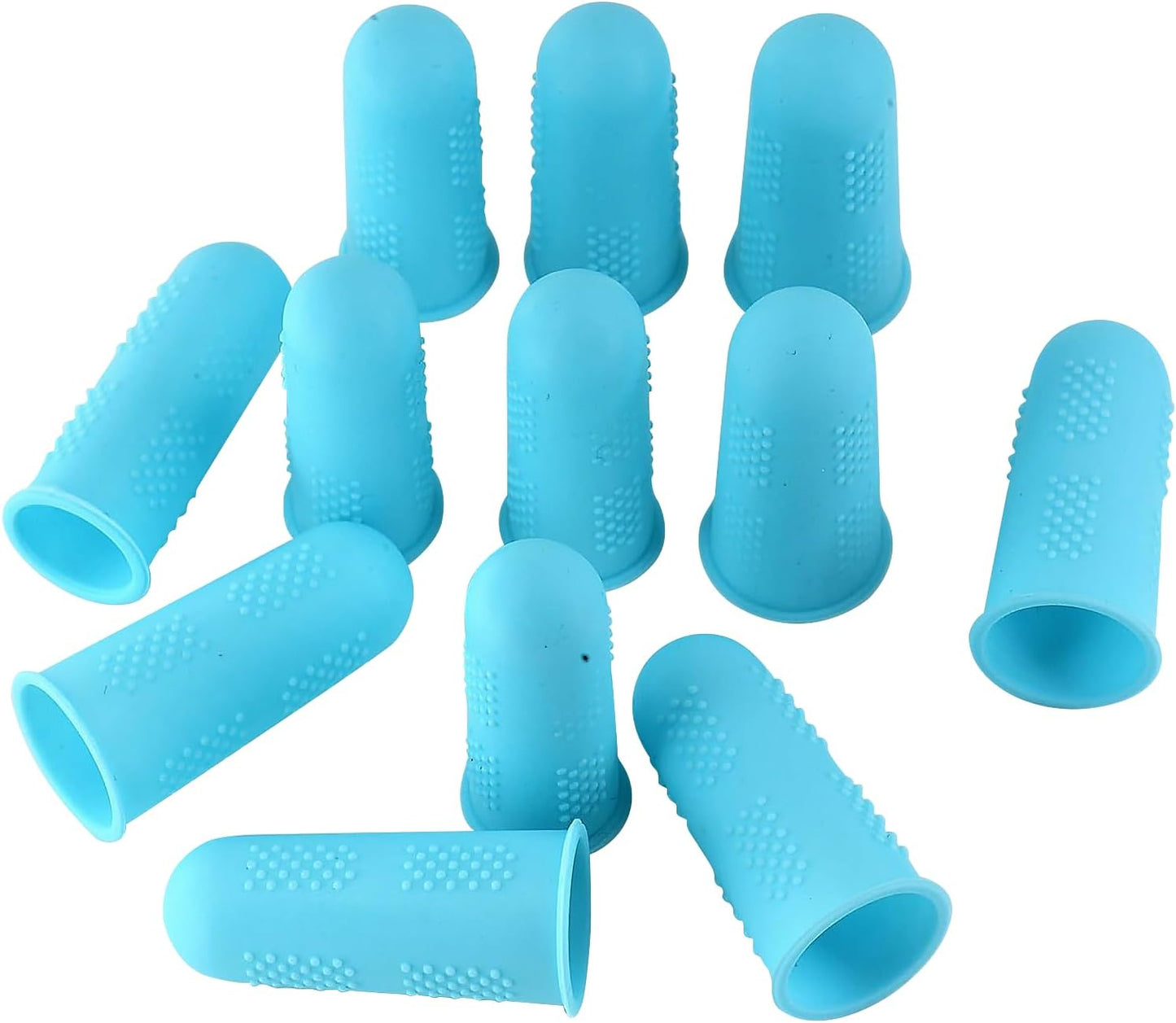 Finger Protectors [Flex Series - 12-Pack] Silicone Non-Stick Finger Covers [Turquoise - Small (6) / Medium (6)] for Hot Glue/Sewing/Wax/Rosin/Resin/Honey/Adhesives/Scrapbooking