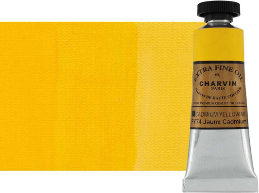 Charvin Extra Fine Oil Paint, Cadmium Yellow Medium 20 mL - Triple-Milled, Rich Texture, Poppy Oil-Based, Light-Fast, Handmade, Archival Quality
