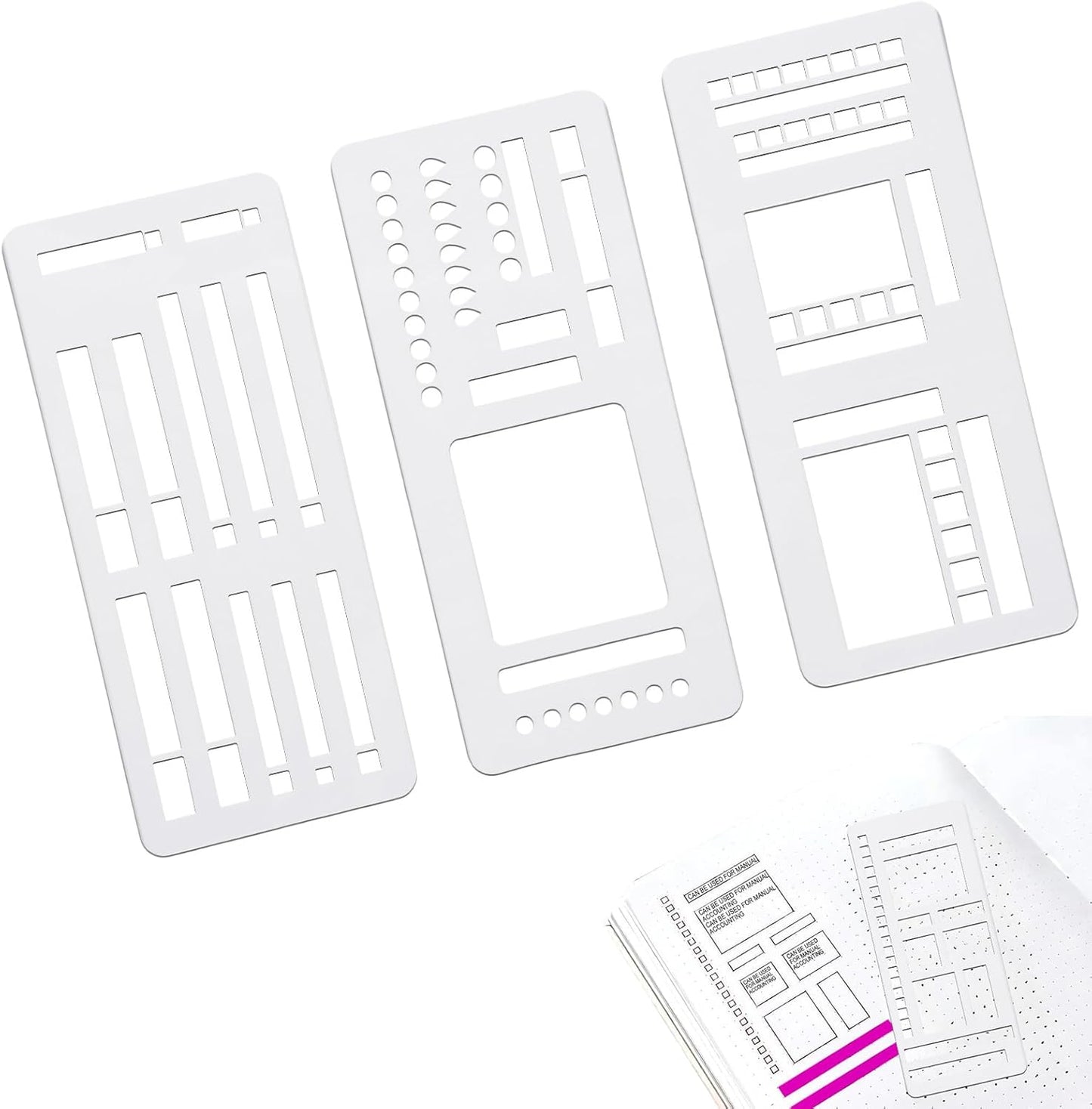 Handmade Flexible Record Template, Planner Stencil Set for Dot Grid Journals, DIY Flexible Drawing and Checklist Templates Suitable for Various Occasions (Set C)