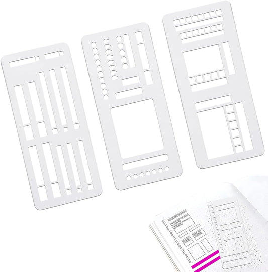Handmade Flexible Record Template, Planner Stencil Set for Dot Grid Journals, DIY Flexible Drawing and Checklist Templates Suitable for Various Occasions (Set C)