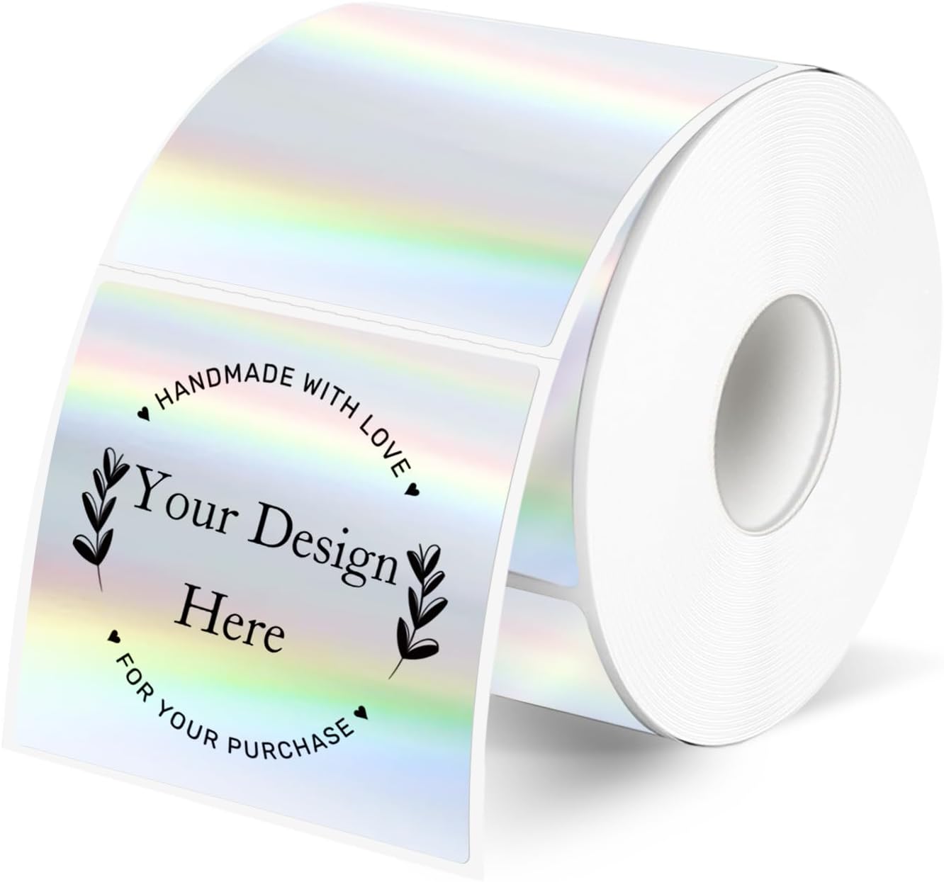 Square Thermal Labels Stickers 2" x 2", Holographic Silver Thermal Stickers Labels, Glitter Self-Adhesive Direct Thermal Label for Small Business