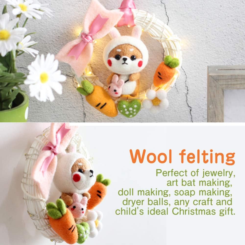 3.53oz Wool Roving Yarn, Wool Felting Supplies, Pure Wool, Chunky Yarn, Spinning Wool Roving for Needle Felting Wet Felting DIY Hand Spinning (Blue)