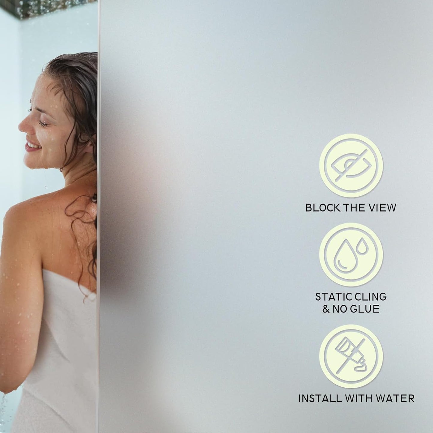 Frosted Glass Window Privacy Film - UV Sun Blocking Heat Control, Static Cling Removable & Reusable for Home, Bathroom, and Office (Frosted 17.5 Inch x 6.5 Feet)