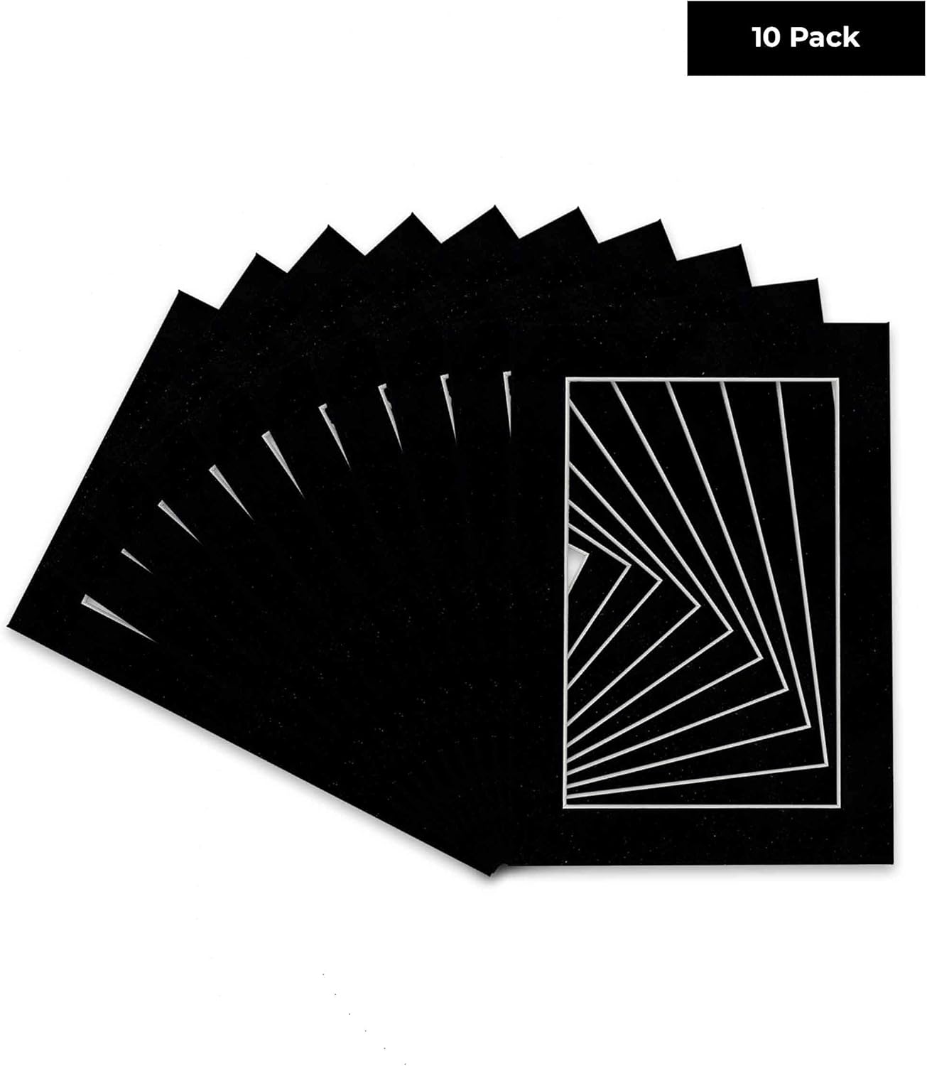 Pack of Ten Acid Free 11x14 Mats Bevel Cut for 8.5x11 Photos - Black Suede Precut Matboards With Backing Boards and Self Seal Photo Mat Bags For Pictures, Photos, Framing - 4-ply Thickness