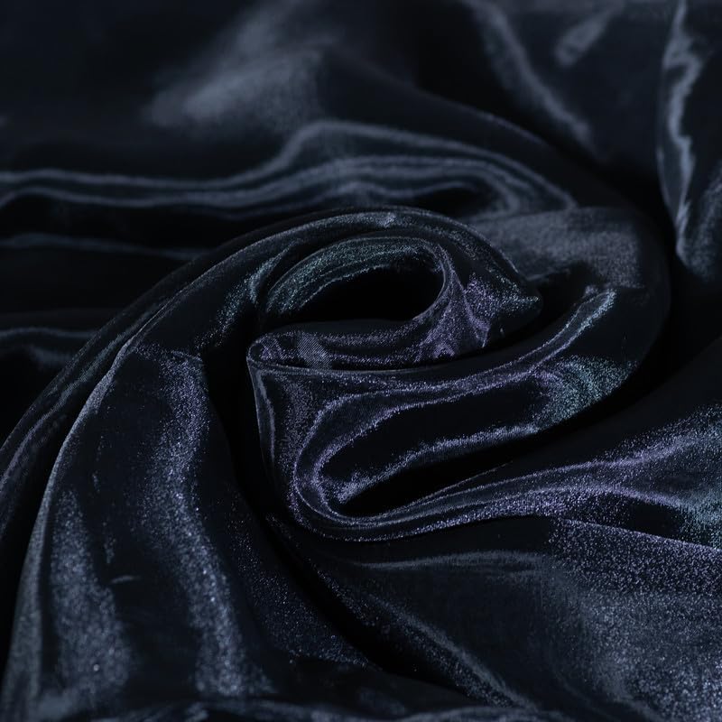 Fynite Black Organza Fabric by The Yard | 5 Yard Long | 44" Wide | Bridal Soft Sheer Organza Tulle for DIY Wedding Dress Fashion Craft Decorations