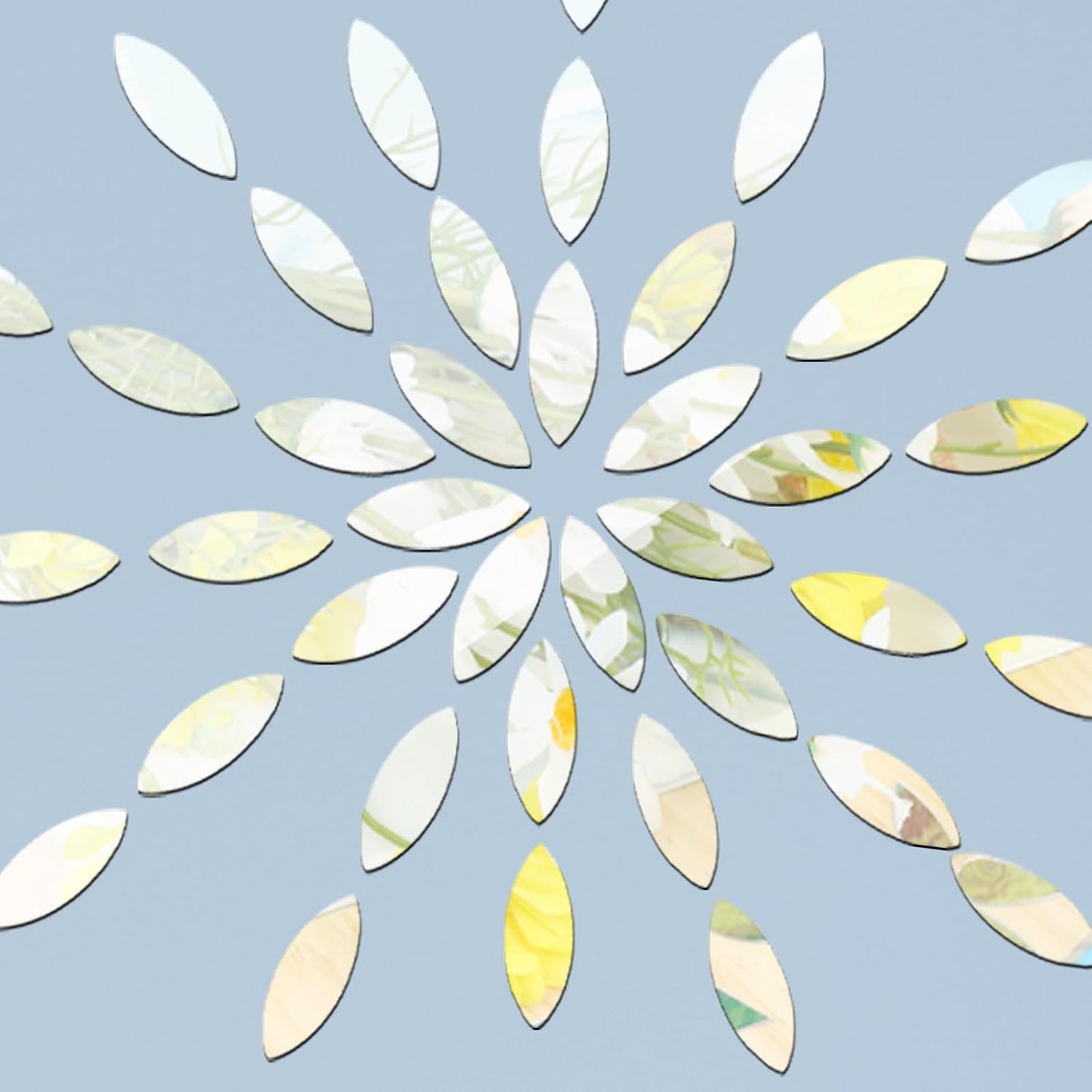 DARENYI 300Pcs Leaf Shape Craft Mirrors Mosaic Tiles Self-Adhesive Mini Leaves Petal Shape Mirror Stickers Mosaic Pieces for DIY Crafts, Art Projects and Home Décor