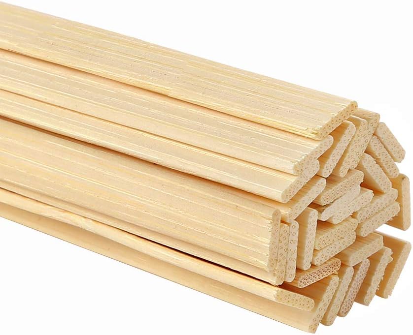 Pllieay 100 Pieces Bamboo Sticks for Craft, Wood Strips Wooden Extra Long Sticks for Crafting (15.75 Inches Length × 0.35 Inches Width)