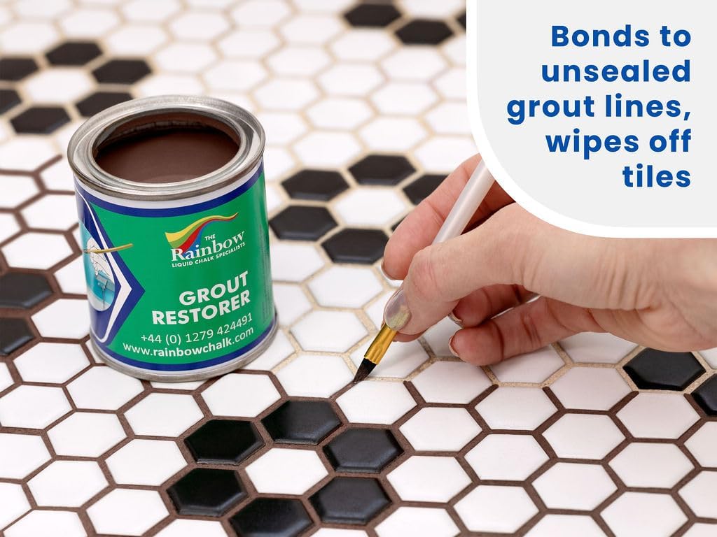 Grout Pen Brown Grout Paint: Waterproof Tile Paint Grout Refresh Restorer for Floor, Kitchen & Bathroom Shower Tiles - Brown - Can Size for Larger Projects - 125ml (4.2oz)