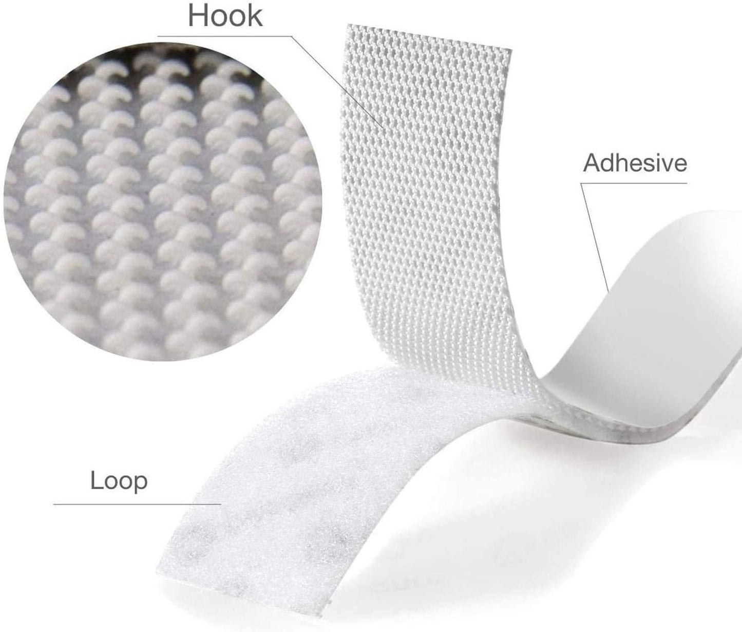 BRAVESHINE Industrial-Strength Self Adhesive Hook and Loop Roll - 1.2 Inch 16.5FT Double Sided Hook and Loop Strips Fasteners Tape for Sewing, Pedal Board, Mounting or Hanging Items - White