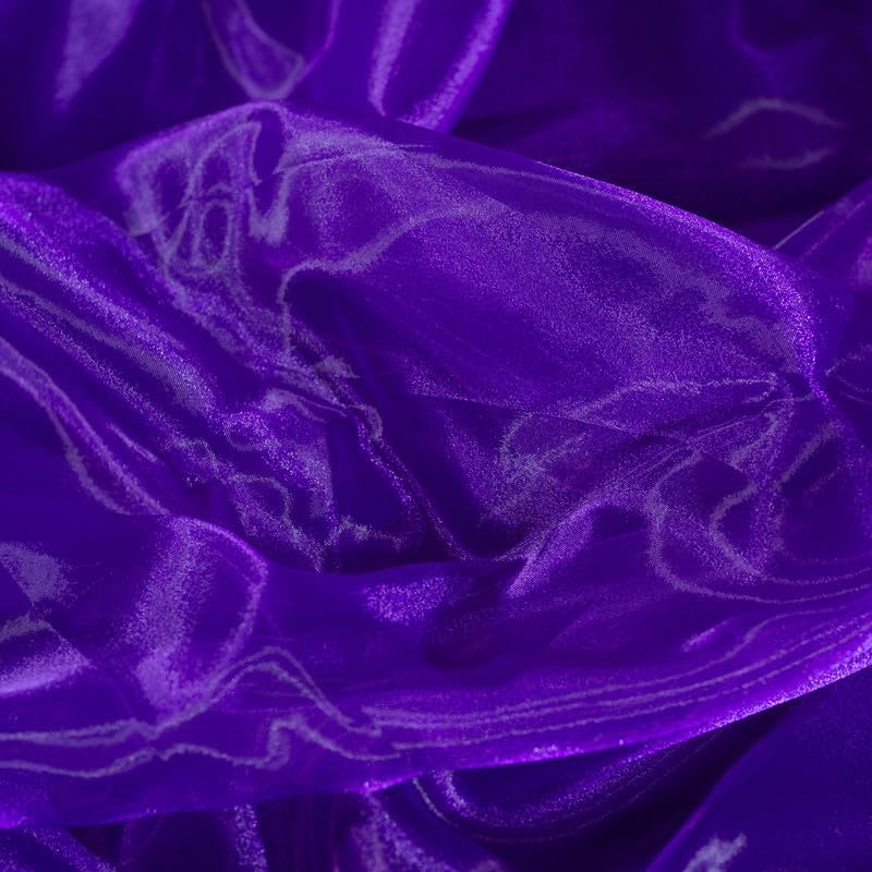 Fynite Cadburry Purple Organza Fabric by The Yard | 20 Yard Long | 44" Wide | Bridal Soft Sheer Organza Tulle for DIY Wedding Dress Fashion Craft Decorations