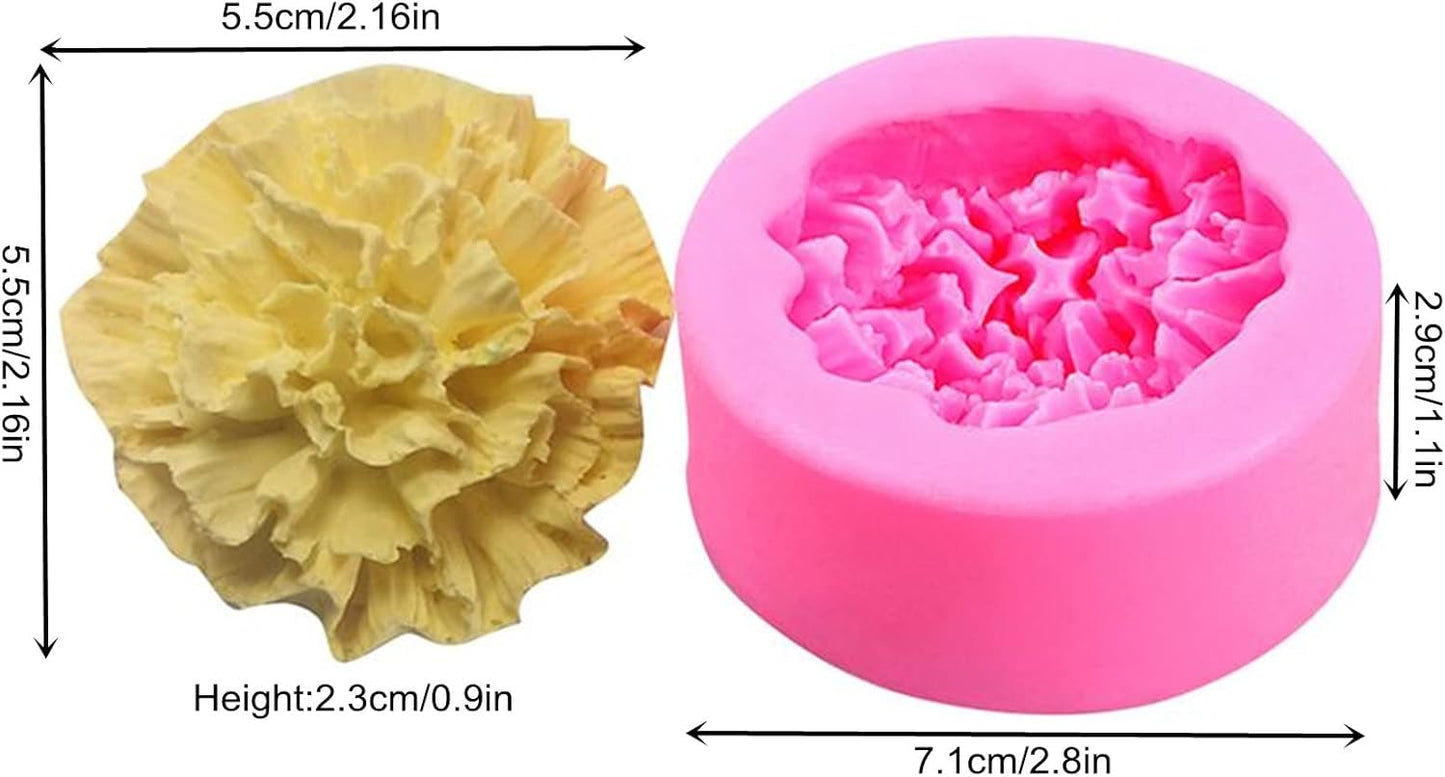 Carnation Flower Silicone Mold for Fondant Chocolate Candy Cake Decorating Candle Soap Baking Pastry Polymer Clay