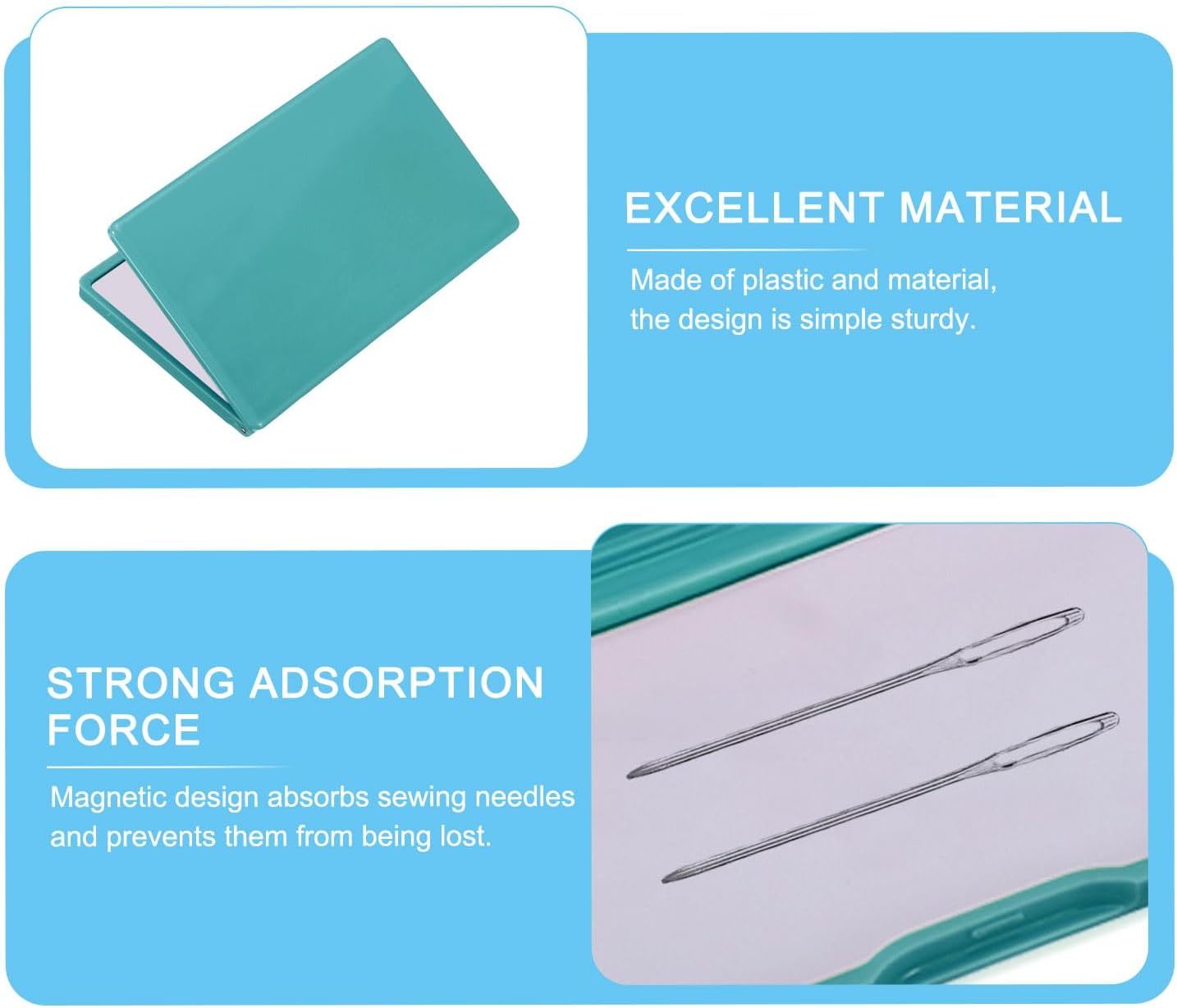 PATIKIL Magnetic Needle Storage Case, Plastic Portable Sewing Pin Keeper Needle Organizer Box Container for Embroidery Knitting Stitching, Dark Green