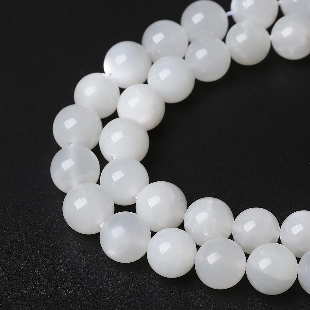 88pcs 4mm Natural White Moonstone Beads AAA Gemstone Round Loose Beads for Jewelry Making DIY Bracelets Necklaces Crystal Energy Healing Stone Beads 15" (4mm, White Moonstone)