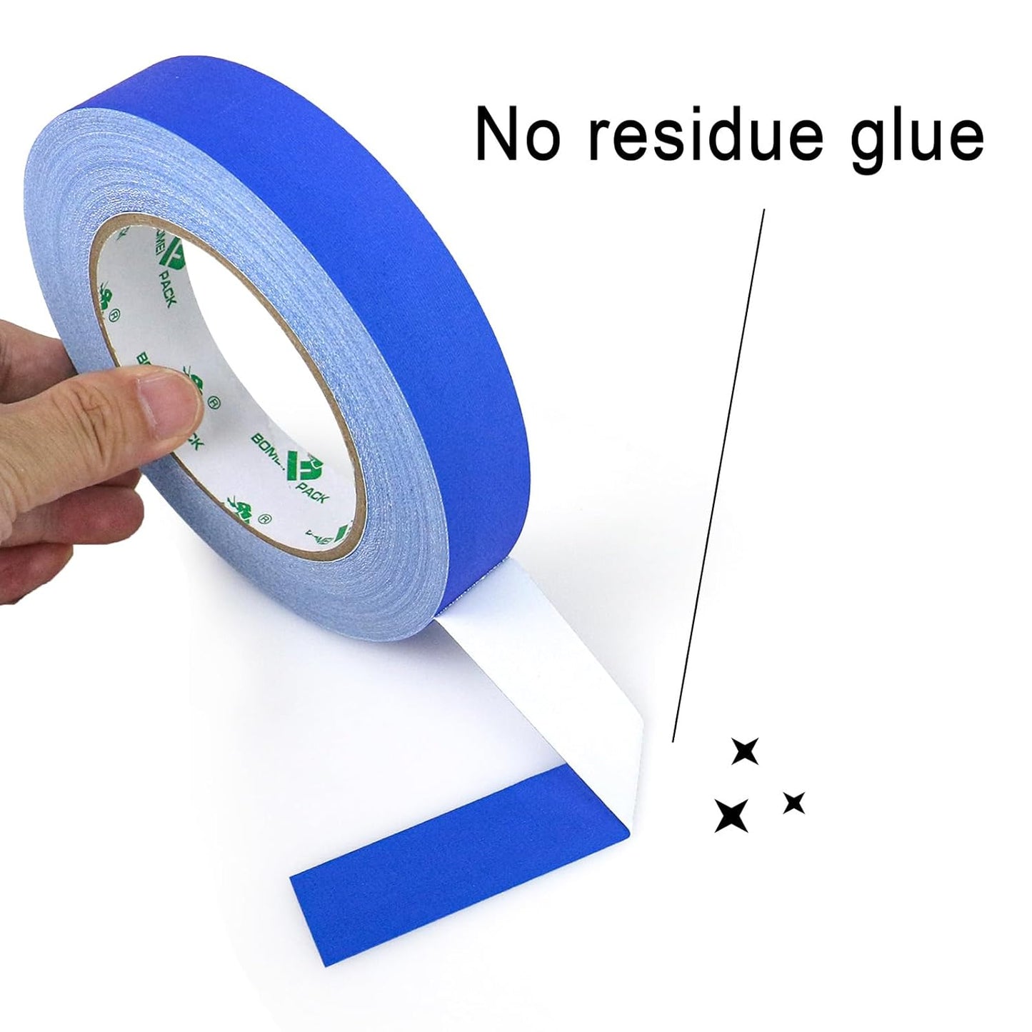 BOMEI PACK Blue Gaffer Tape, Matte Non-Reflective, 1inch x 30yds No Residue Hand Tear Self-Adhesive Gaffer Tape for Labeling, Cable, Stage, Photo Studio, Painters and Duct Repair, 1 Pack