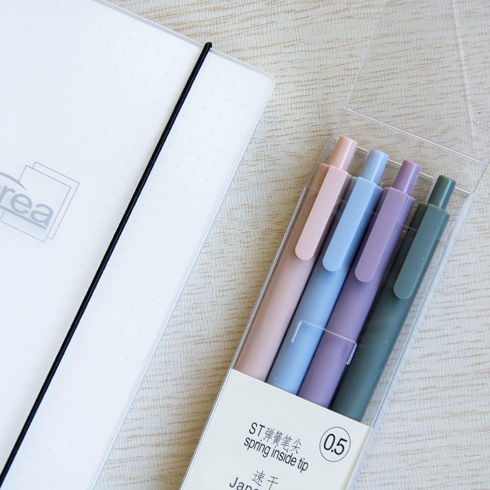 ldcrea Gel Pens 0.5 Fine Tip, Black Ink, Silky Grip, 4 Pack