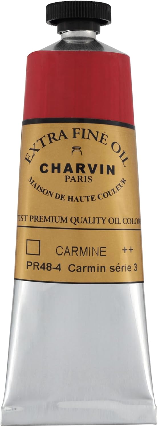 Charvin Extra Fine Oil Paint, Carmine 60 mL - Triple-Milled, Rich Texture, Poppy Oil-Based, Light-Fast, Handmade, Archival Quality