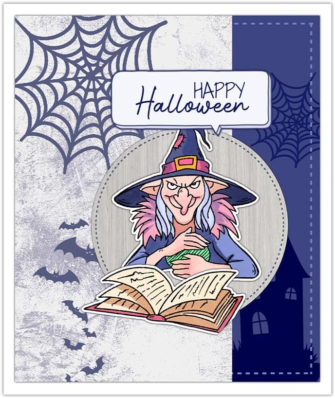 Halloween Clear Silicone stampReusable Stamp with Pumpkins, Skulls, Bats, Santa Claus, and Holiday Designs. Used for Making Cards, scrapbooks, and DIY templates (Halloween Witch)