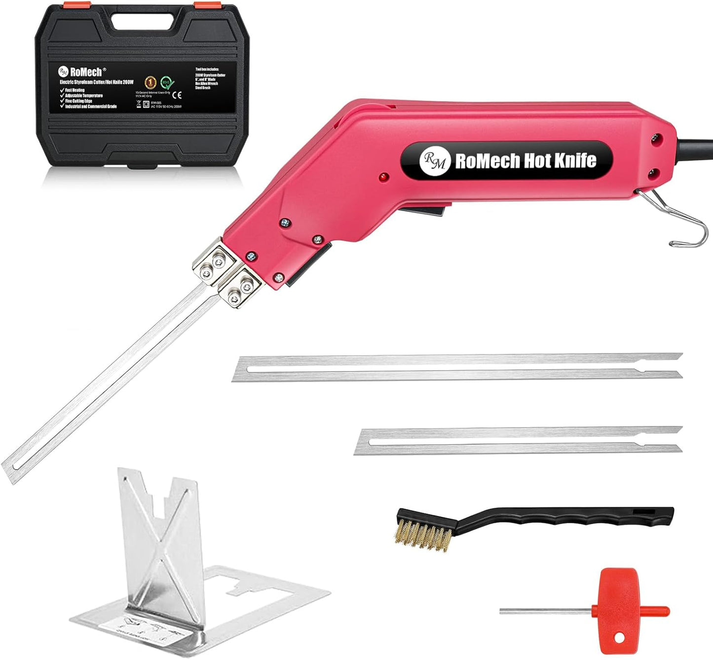 ROMECH Foam Cutter Pro Electric Hot Knife, 200W Styrofoam Cutting Tool Kit- with Heavy-duty Case Blades & Accessories RM-005 (200W)