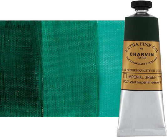 Charvin Extra Fine Oil Paint, Imperial Green 60 mL - Triple-Milled, Rich Texture, Poppy Oil-Based, Light-Fast, Handmade, Archival Quality