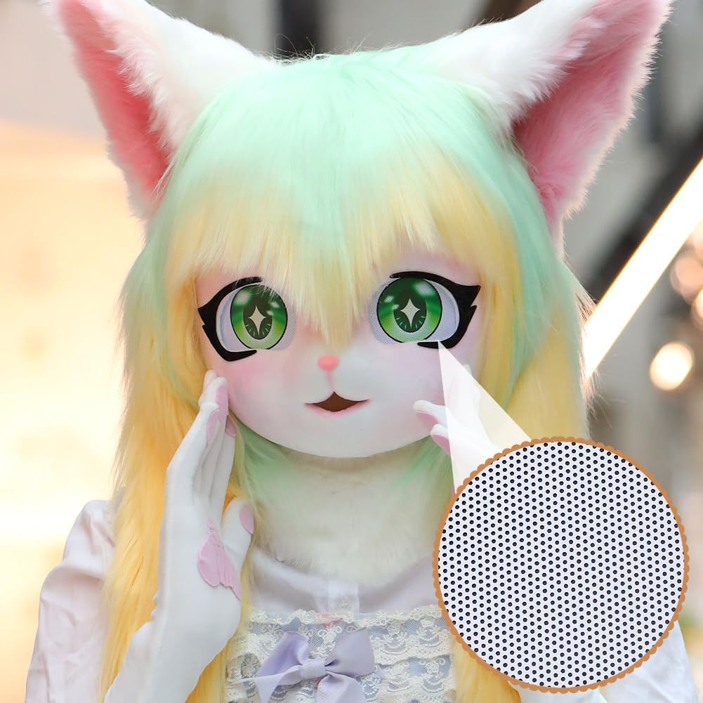 Fursuit Eye Mesh 78.74x15.74inch White Waterproof PVC Plastic Mesh 0.45mm Thick Printable Fabric Meshs for Furry Cosplay, Props, Fursuits, Craft Making Home Decor Hole: 0.8mm