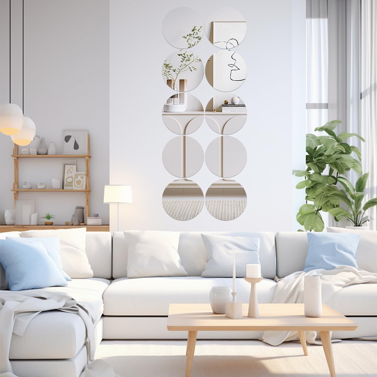 9PCS Small Round Mirror Centerpieces for Tables, 6inch Acrylic Circle Mirror Centerpieces for Table Candle Plate Circle Mirror Trays for Wedding Centerpieces Party Decorations